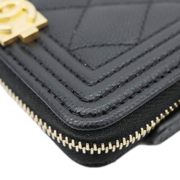 Chanel Boy Small Caviar Leather Zip Around Wallet Black - Picture 9 of 13